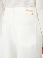 max mara wide-fit cotton and linen trousers for women