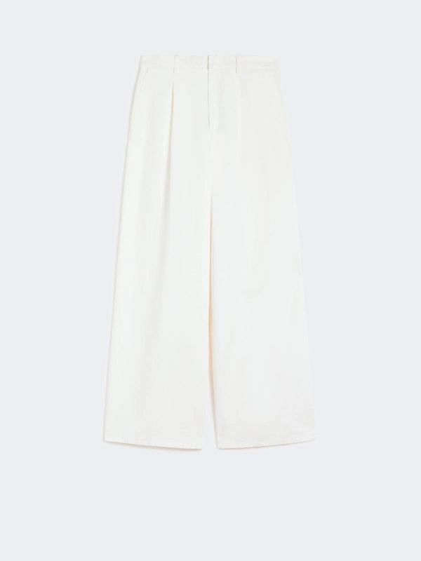 max mara wide-fit cotton and linen trousers for women