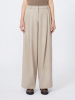 Stretch drill wide-leg trousers