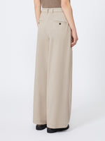 Stretch drill wide-leg trousers