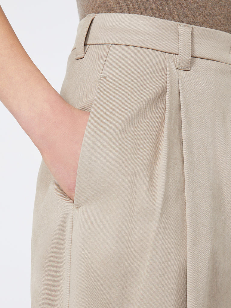 Stretch drill wide-leg trousers