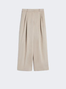 Stretch drill wide-leg trousers