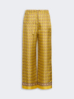 Printed Silk Twill Trousers With Drawstring for Women - Yellow - Max Mara KSA