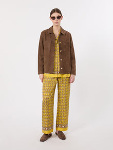 max mara printed silk twill trousers with drawstring for women