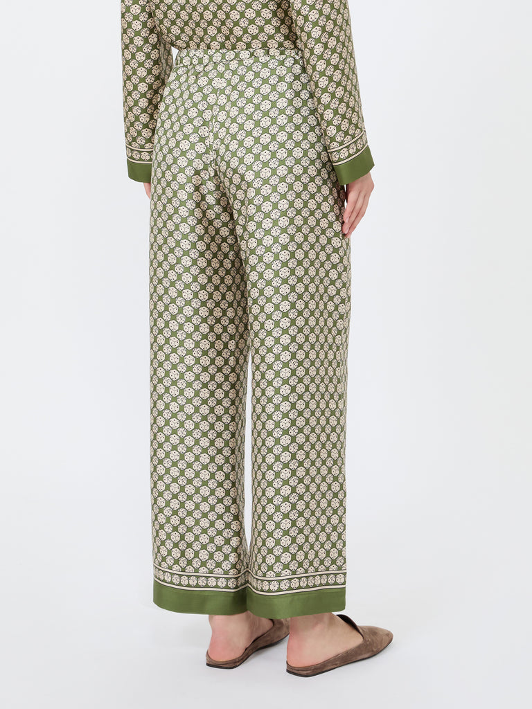 max mara printed silk twill trousers with drawstring