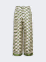 Printed Silk Twill Trousers With Drawstring for Women - Kaki - Max Mara KSA