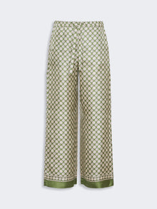 Printed Silk Twill Trousers With Drawstring for Women - Kaki - Max Mara KSA