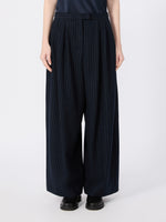 Chalk-Stripe Wool Trousers for Women - Midnightblue - Max Mara KSA