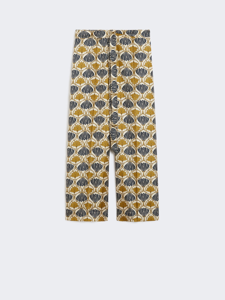 Fluid printed silk trousers