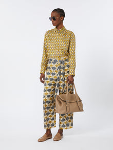 Fluid printed silk trousers