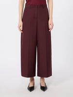 Cotton Poplin Trousers for Women - Dark Red - Max Mara KSA