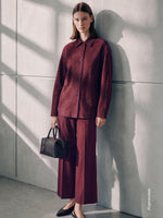 Cotton Poplin Trousers for Women - Dark Red - Max Mara KSA