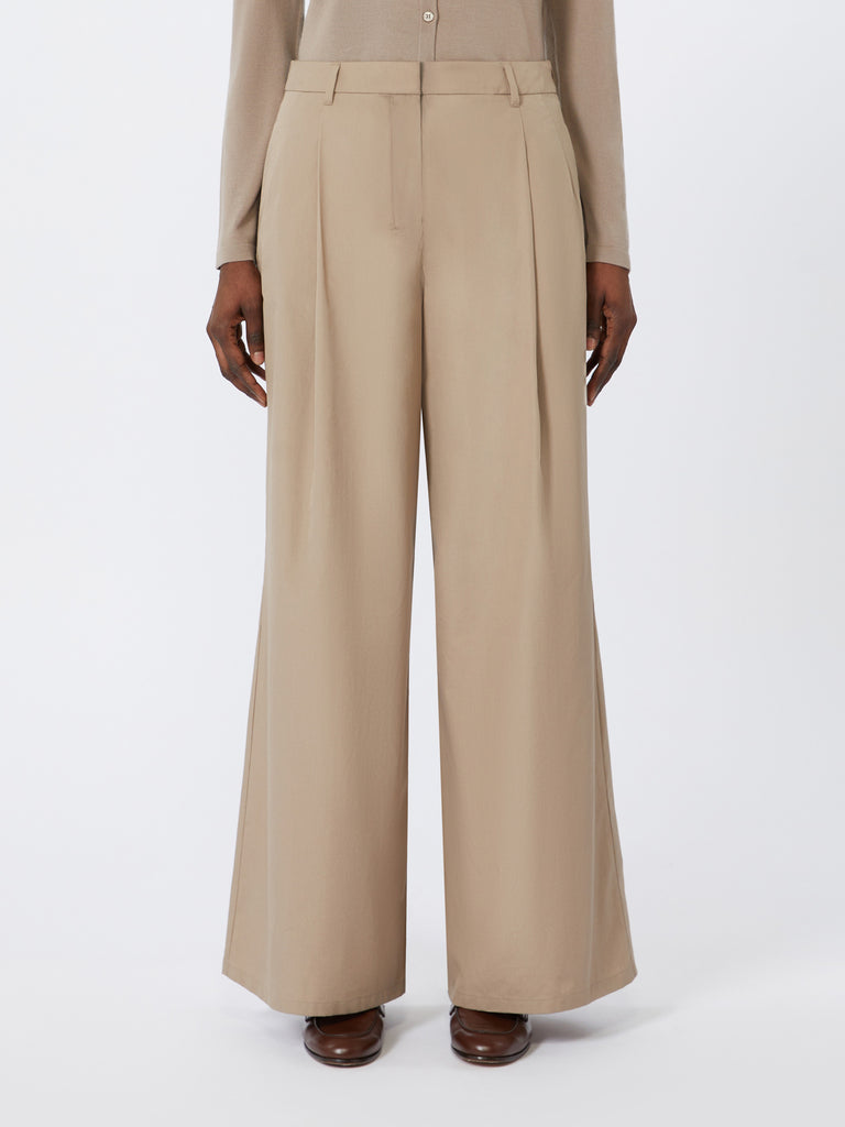Wide-fit cotton poplin trousers