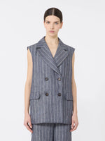 max mara pinstriped linen batavia gilet with a denim effect for women