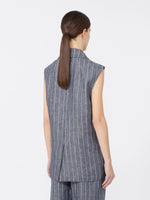 max mara pinstriped linen batavia gilet with a denim effect for women
