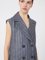 max mara pinstriped linen batavia gilet with a denim effect for women