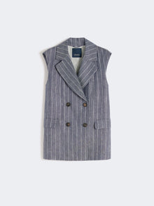 max mara pinstriped linen batavia gilet with a denim effect for women