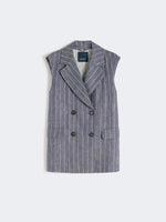 max mara pinstriped linen batavia gilet with a denim effect for women