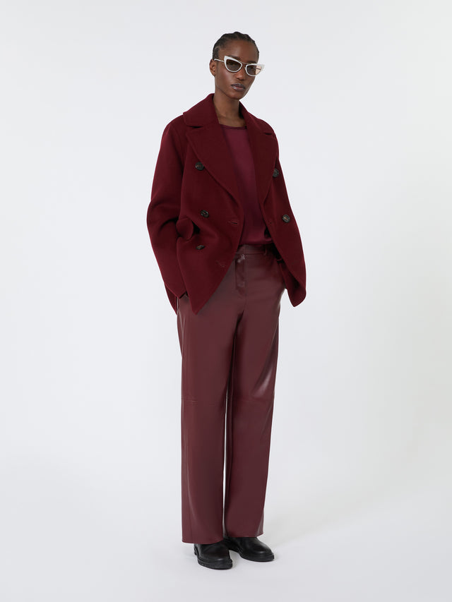 Satin Crew-Neck Blouse for Women - Bordeaux - Max Mara KSA