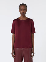 Satin Crew-Neck Blouse for Women - Bordeaux - Max Mara KSA