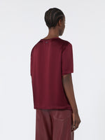 Satin Crew-Neck Blouse for Women - Bordeaux - Max Mara KSA