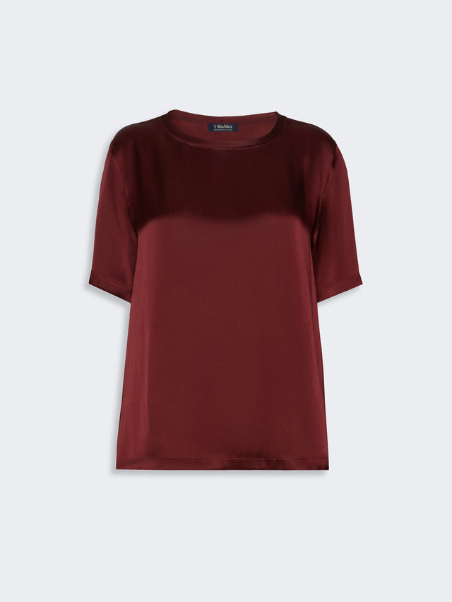 Satin Crew-Neck Blouse for Women - Bordeaux - Max Mara KSA