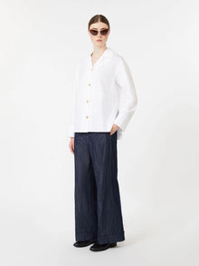 Straight-fit cotton and linen denim trousers
