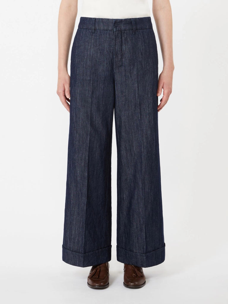 Straight-fit cotton and linen denim trousers