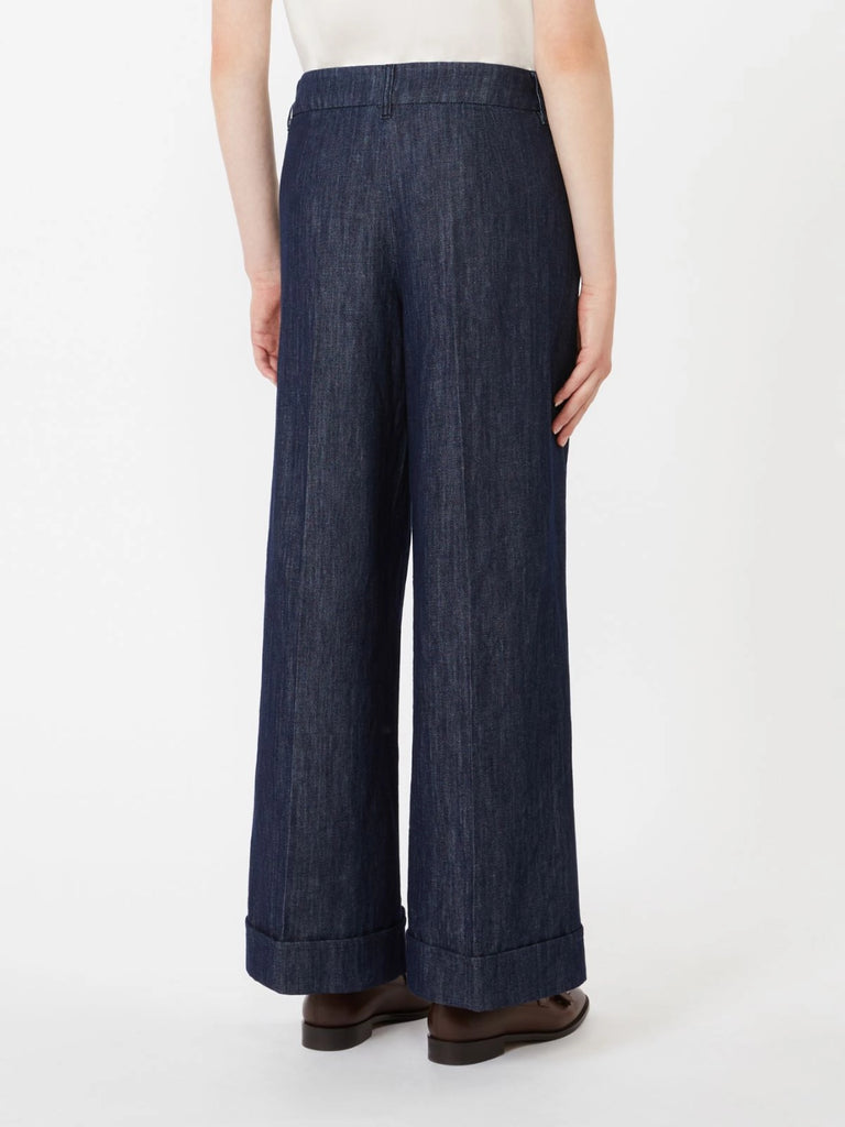 Straight-fit cotton and linen denim trousers