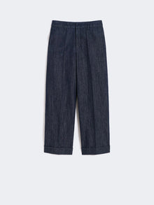 Straight-fit cotton and linen denim trousers