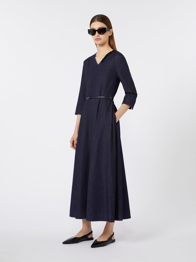max mara flared stretch denim dress for women
