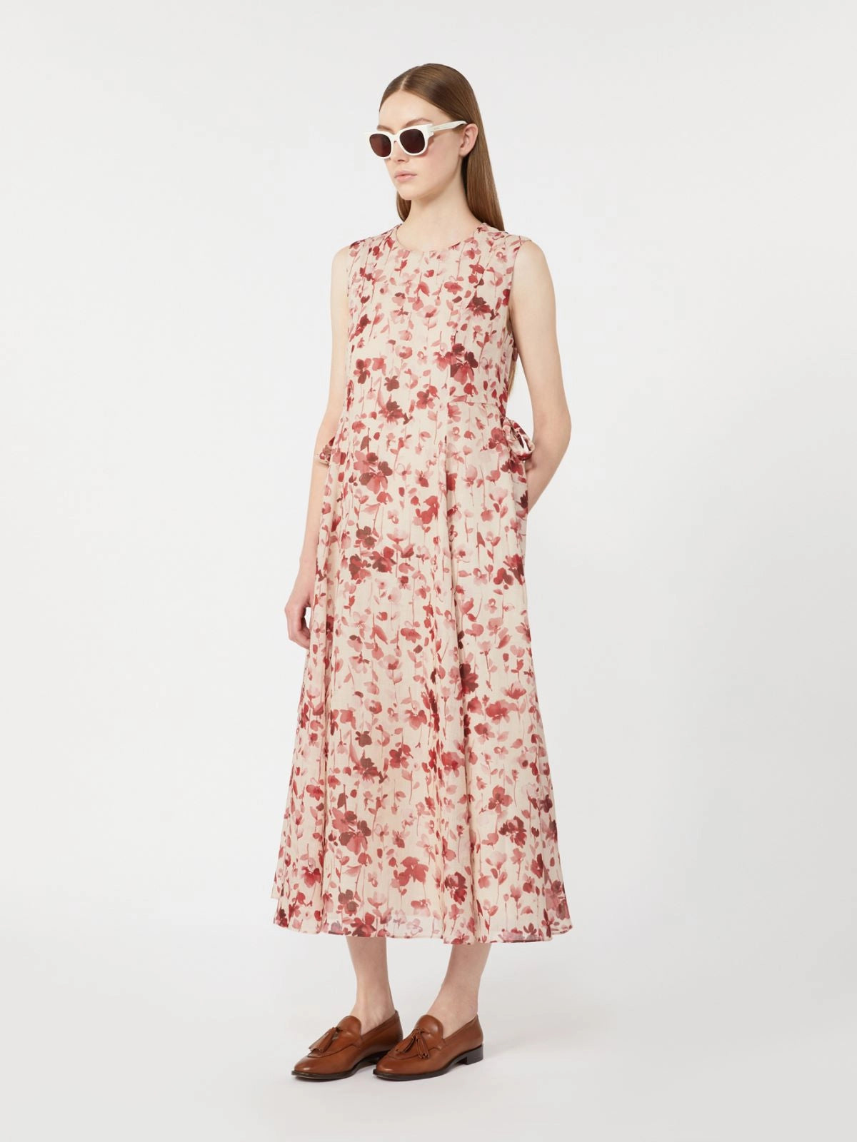 Printed ramie canvas dress