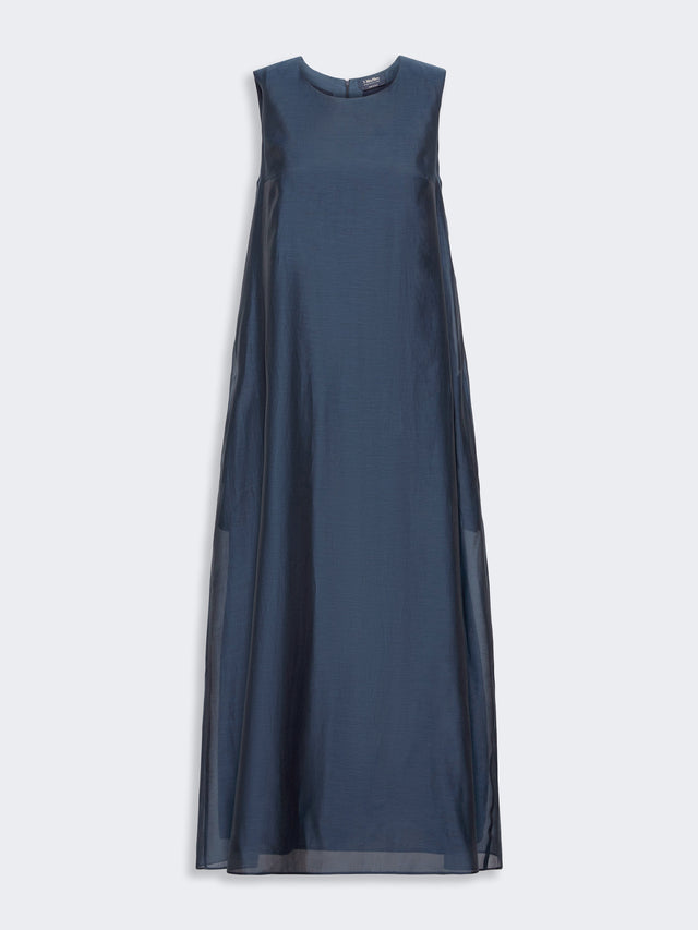 Cotton And Silk Voile Flared Dress for Women - Midnightblue - Max Mara KSA