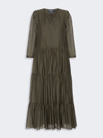 Cotton And Silk Voile Maxi Dress for Women - Kaki - Max Mara KSA