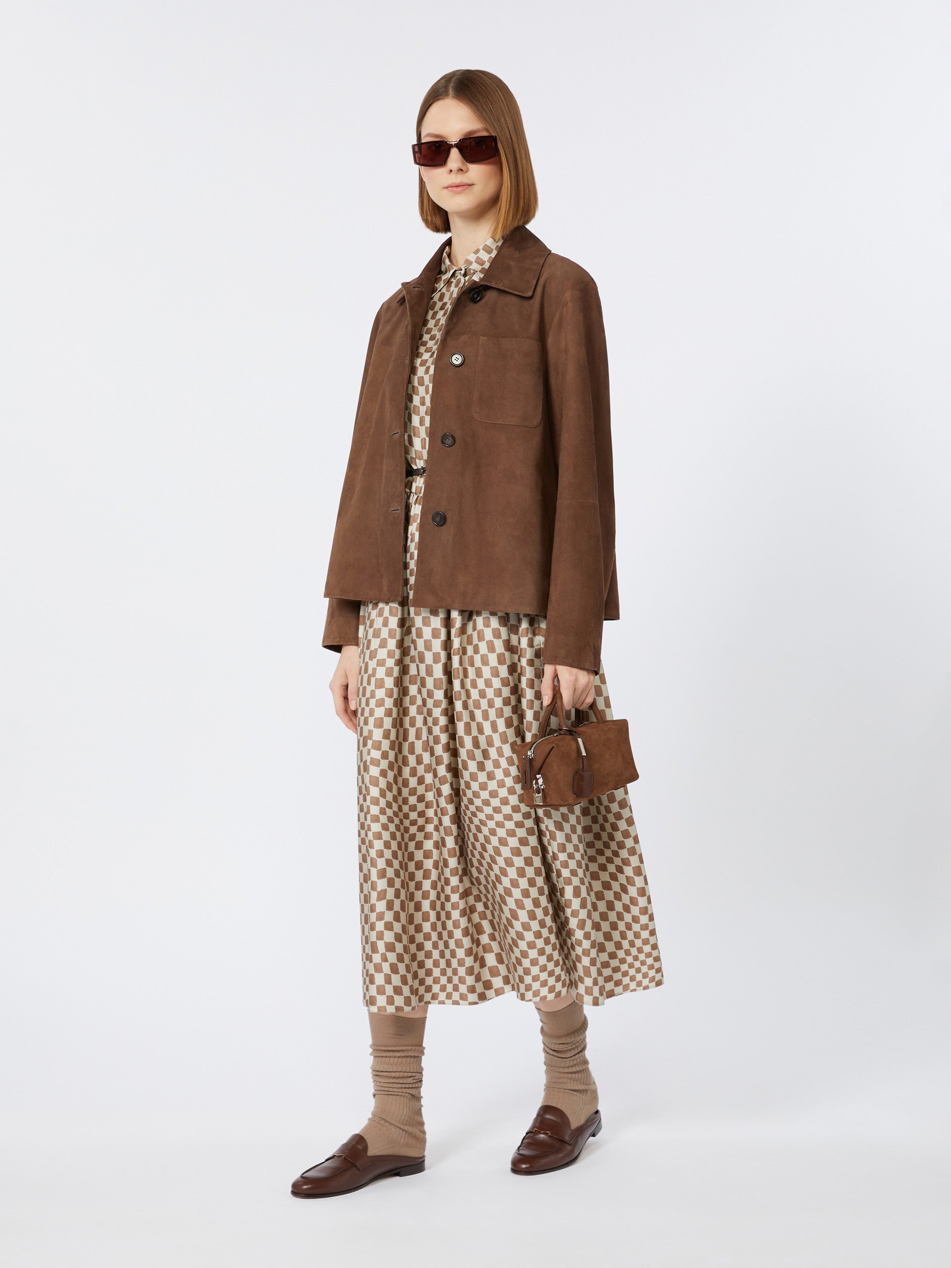 Flared printed silk dress