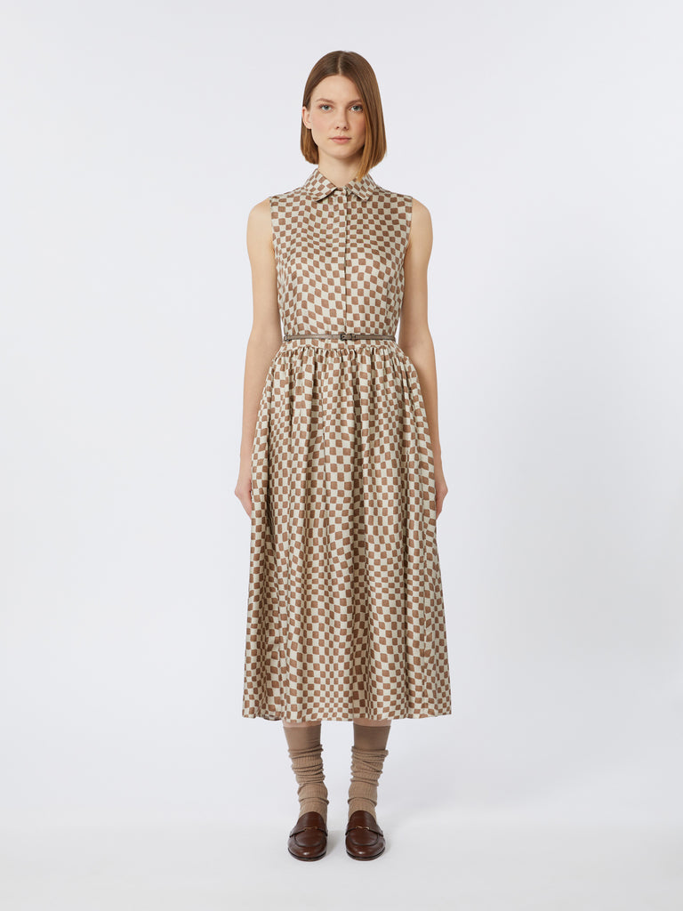 Flared printed silk dress