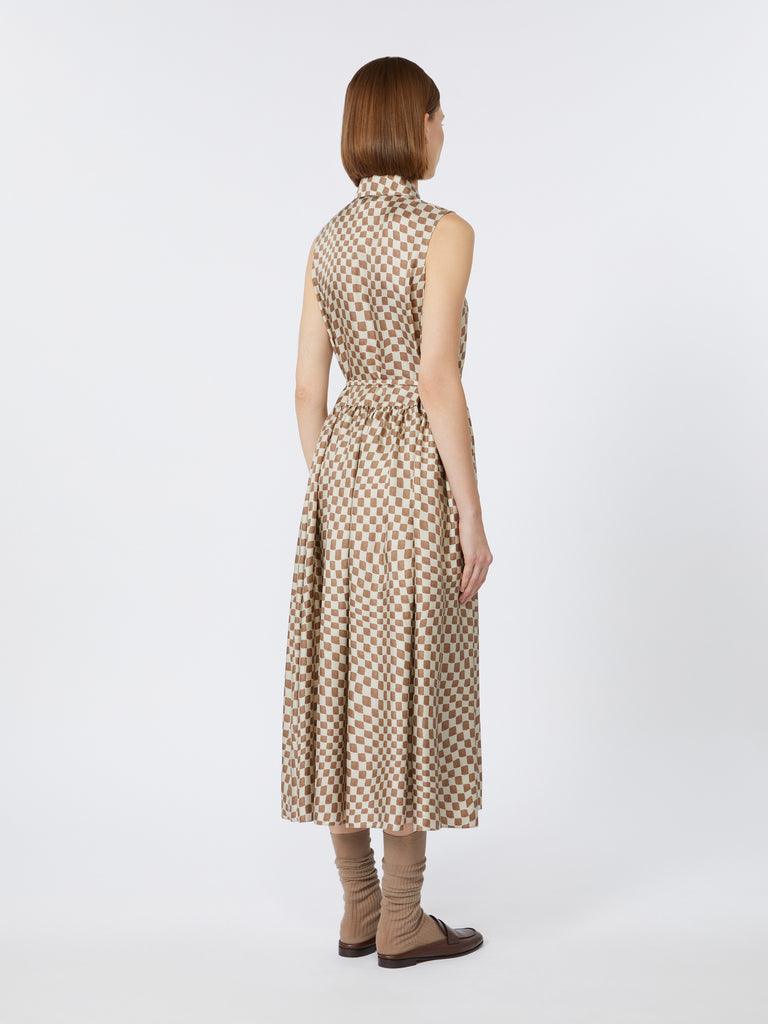 Flared printed silk dress