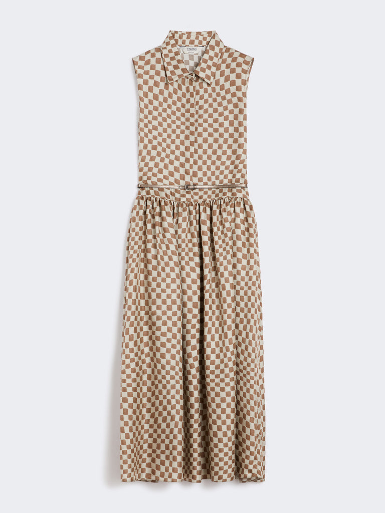 Flared printed silk dress