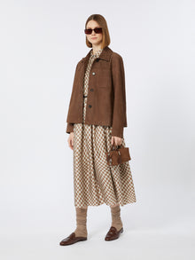 Flared printed silk dress