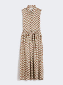 Flared printed silk dress