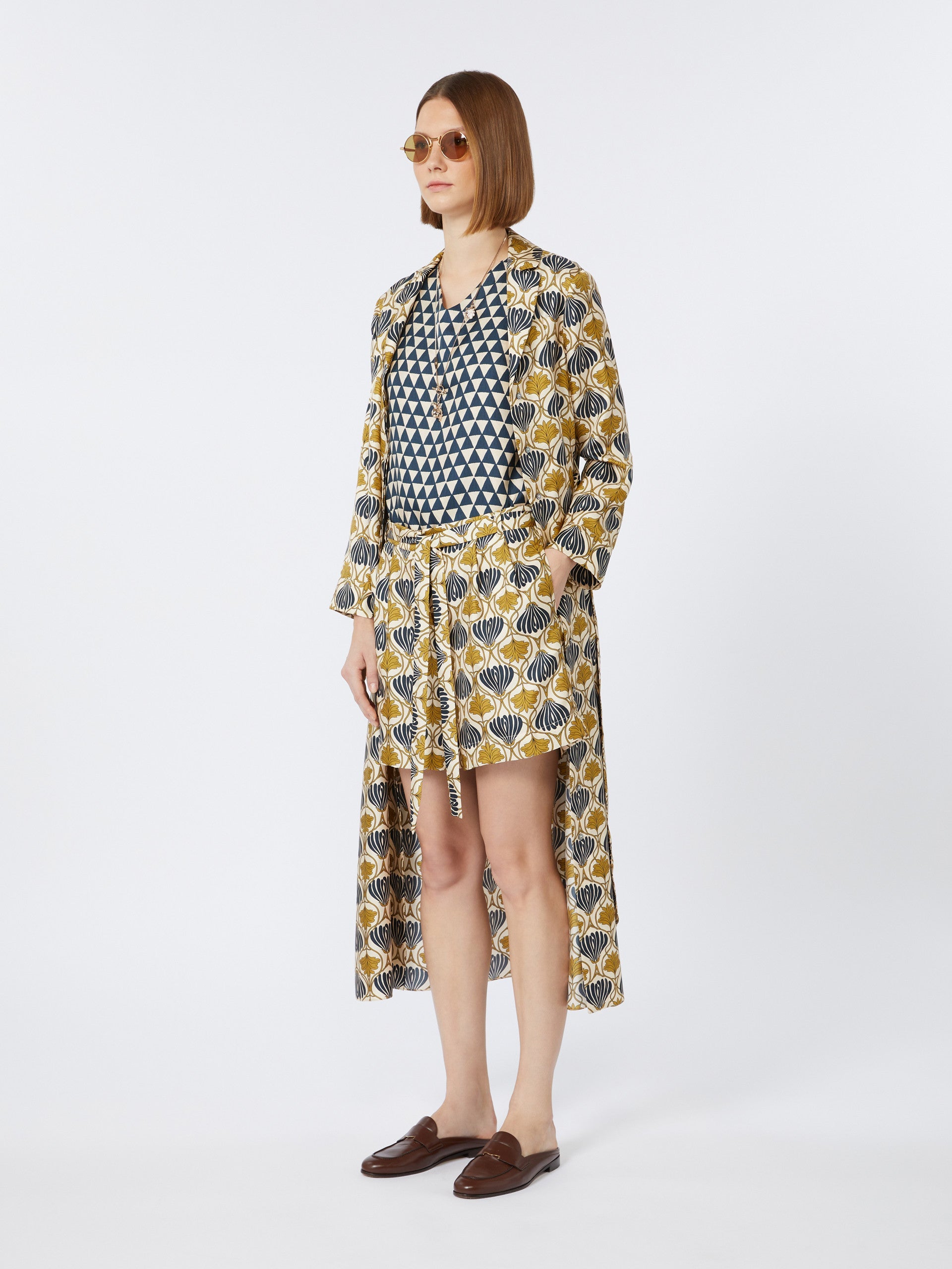 Printed silk kaftan dress