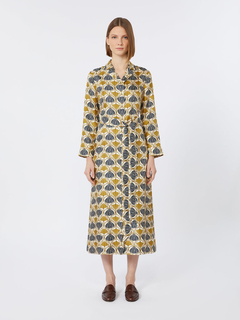 Printed silk kaftan dress