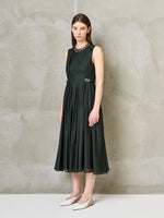 Fit-And-Flare Organza Dress for Women - Moss Green - Max Mara KSA
