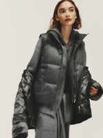 Water-Repellent Padded Cashmere And Canvas Gilet for Women - Medium Grey - Max Mara KSA