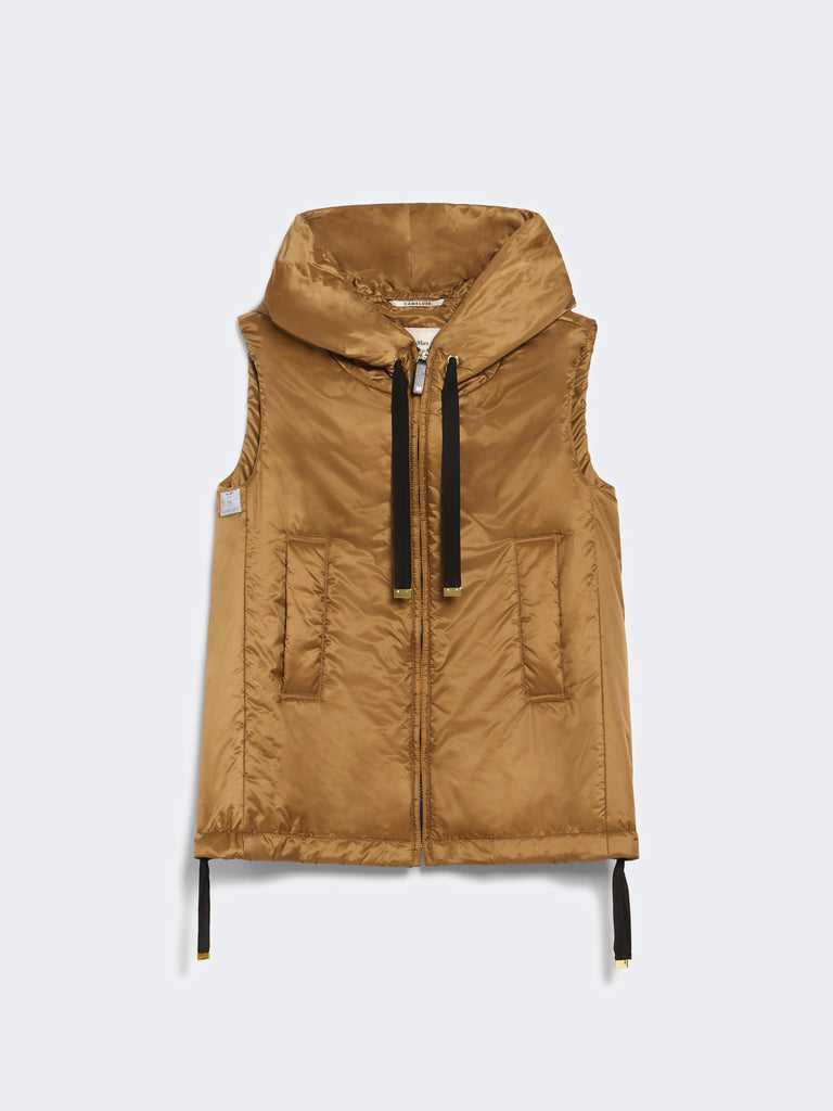 max mara padded, hooded gilet in water-repellent canvas