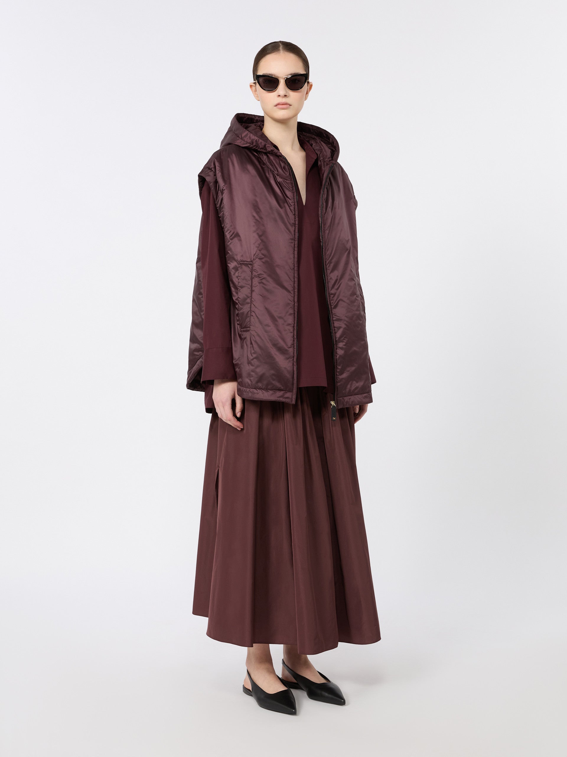 max mara padded, hooded gilet in water-repellent canvas for women