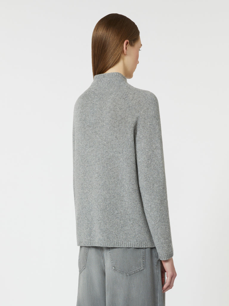 Wool and cashmere yarn polo-neck sweater
