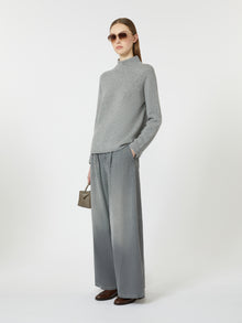 Wool and cashmere yarn polo-neck sweater