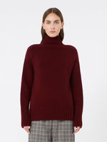Wool And Cashmere Yarn Polo-Neck Sweater for Women - Bordeaux - Max Mara KSA
