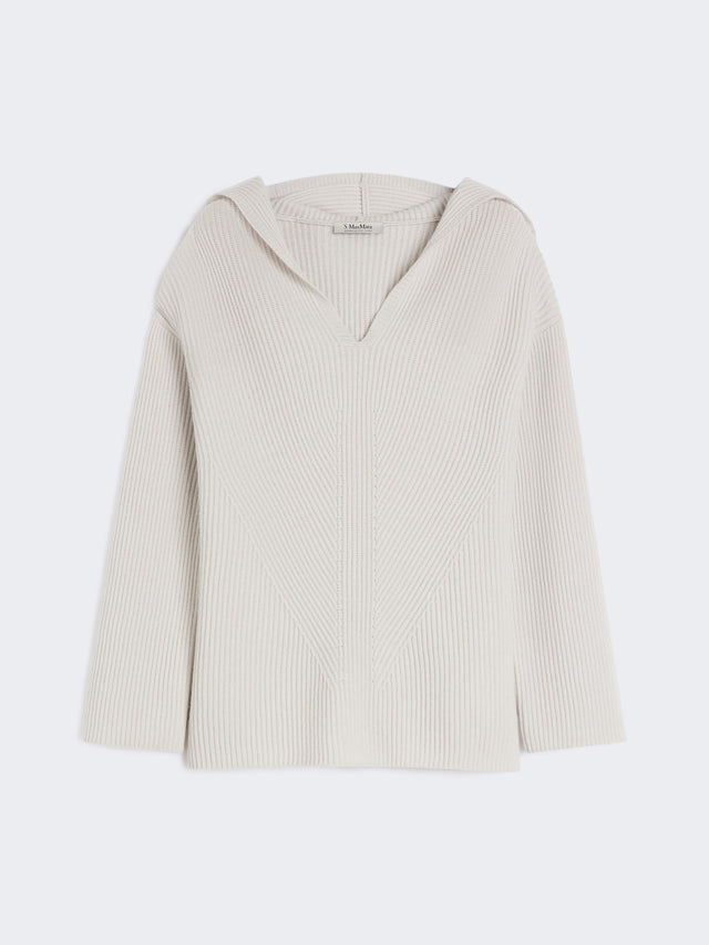 Rib-knit wool sweatshirt